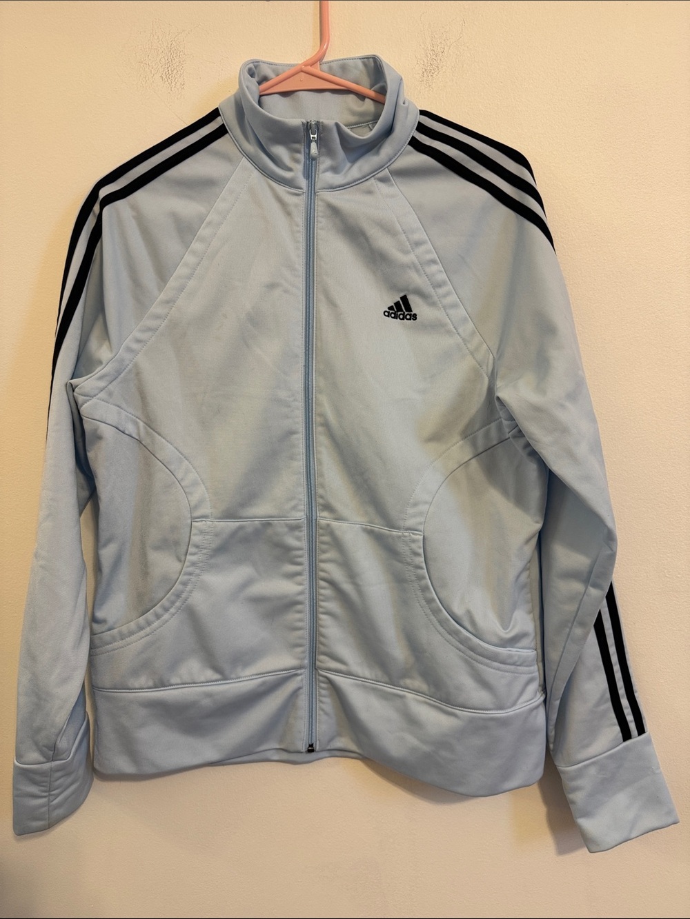 adidas Pale Blue Full-Zip Jacket with Black Stripes